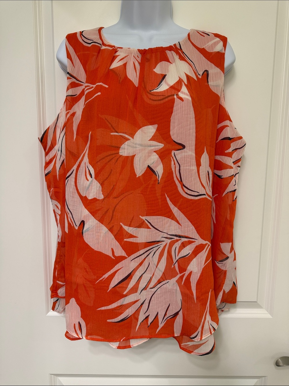 Vibrant Orange Floral Women's Top NWOT